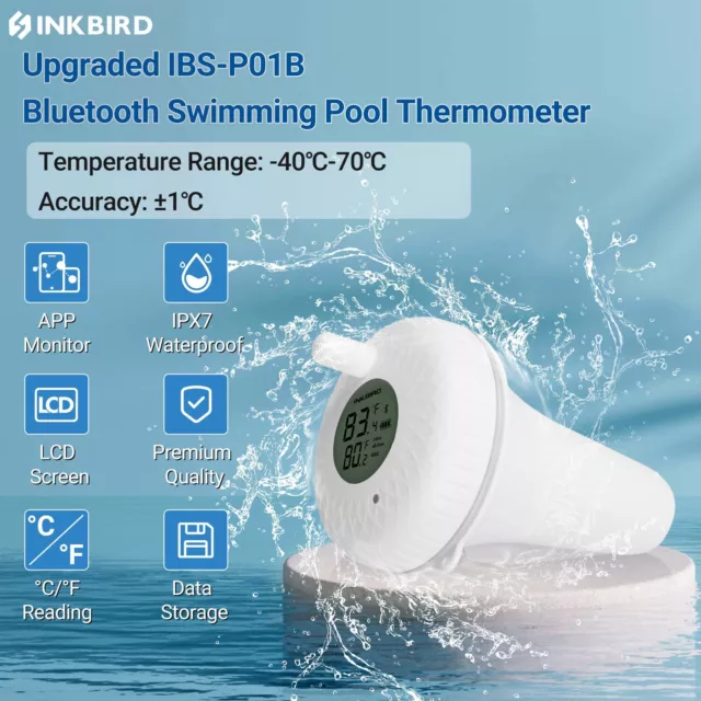 INKBIRD Pool Floating thermometer Bluetooth App Monitor Tub Tank Data Storage AU