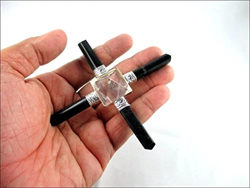 Jet Noir Tourmaline 4 Point Pyramide Générateur Cristal Pyramide Gemme Inde