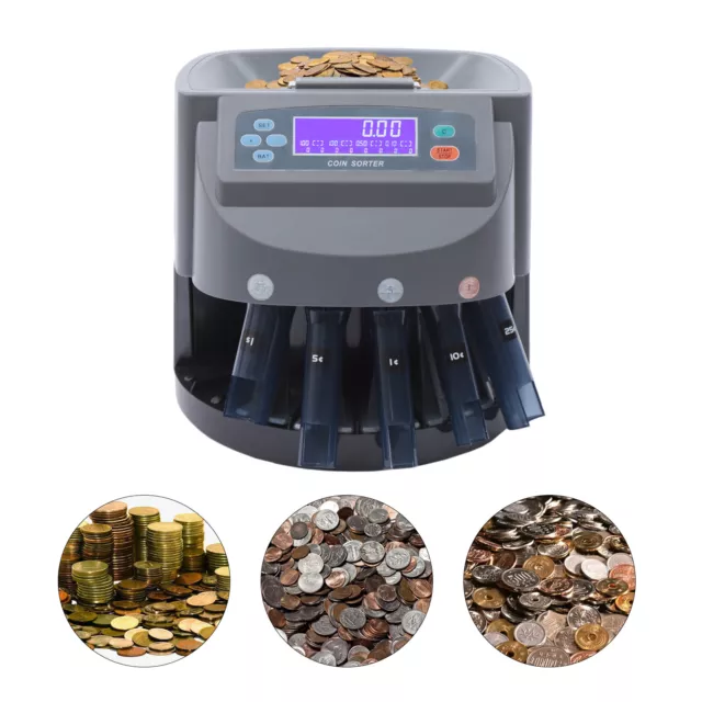 Commercial Coin Counter Sorter Machine Digital LCD Money Change 4 Row Fast  Sort