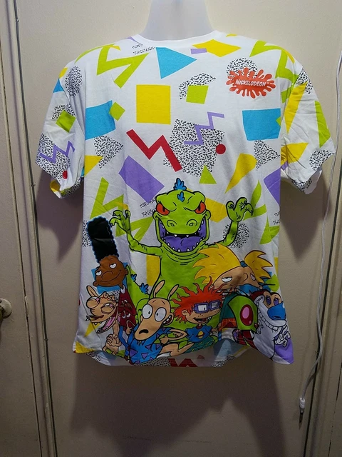 Nickelodeon Camiseta Masculina Clássica Dos Anos 90 – Rugrats, Invader Zim, Ren & Stimpy, E Camiseta Vintage Hey Arnold, White Box, Medium