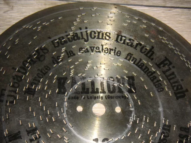 Finländischer Reitermrsch Kalliope Platte 23,5cm Spieldose antique disc 9 1/4"