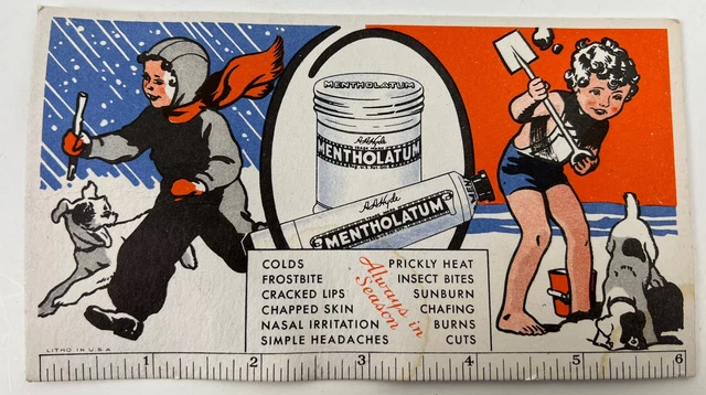 MENTHOLATUM BLOTTER- Children Playing with Dog - Colorful Graphics - Advertising