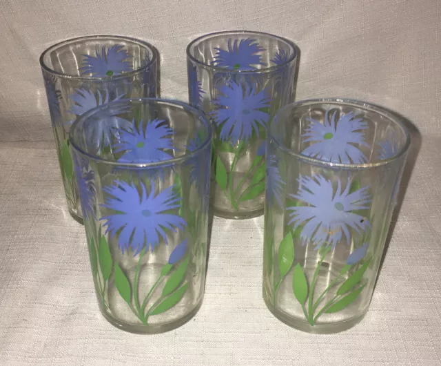 Vintage Swanky Swig 3 1/2” Tall Blue Cornflower Juice Glasses Set of 4