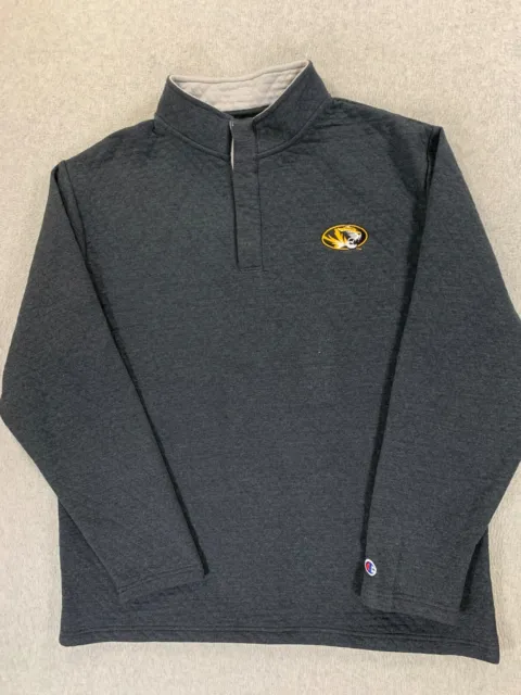 Missouri Tigers Champion Quilted 1/4 Snap Campus Pullover (Men's Large) Gray