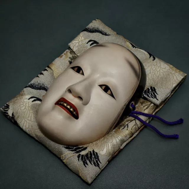 Japan Wooden Noh Mask of DEIGAN 能面 泥眼 (by 石倉耕春 Koharu Ishikura) With Box & Bag