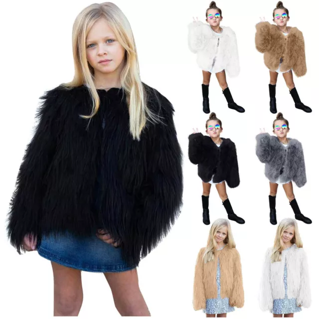 NEW Kids Faux Fur Baby Thick Parka Girl Warm Coat Jacket Coat Outerwear Children 2