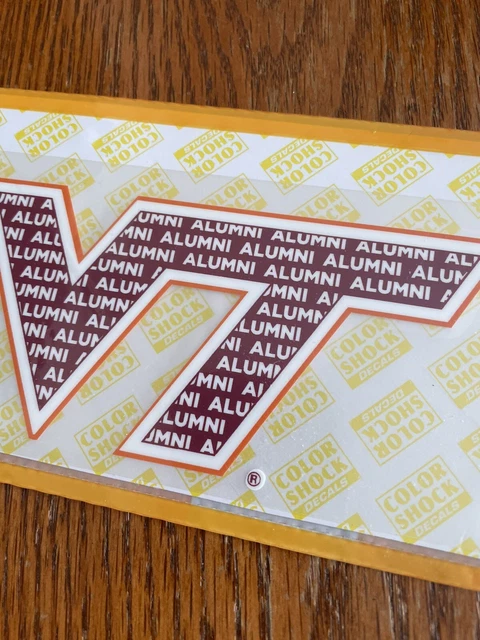 NCAA* Virginia Tech Alumni Decal* Outside Durable. Easy Apply * Made USA NEW