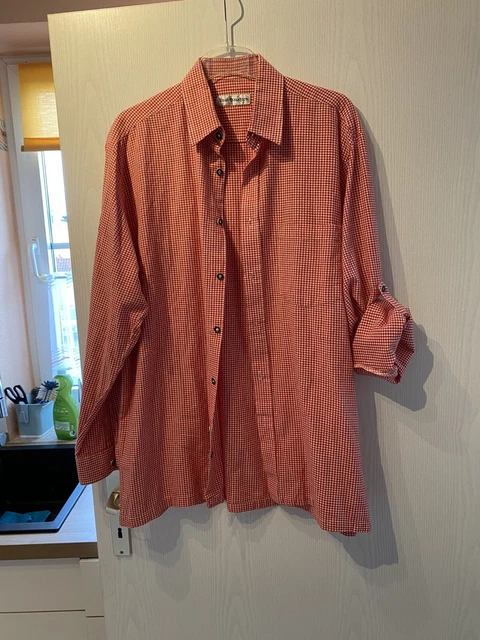 Camicia folcloristica rossa a quadretti Isar costume tradizionale XL taglia 41/42 cotone