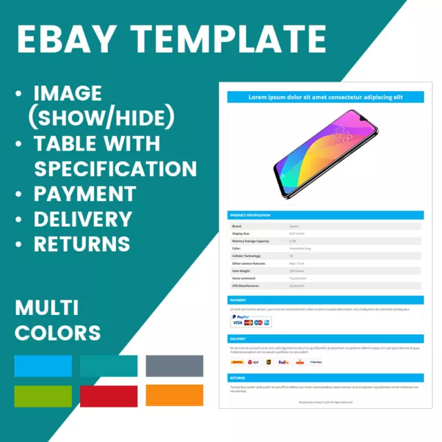 eBay Mobile Listing Template Responsive 2020 [TagBot, BaseLinker]