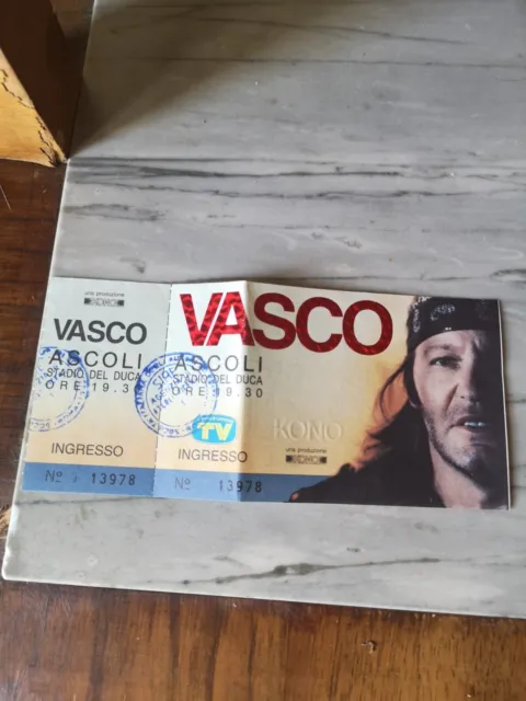 Vasco Rossi Biglietti Con Matrice Concerto Stadio Del Duca Ascoli Piceno Anno...