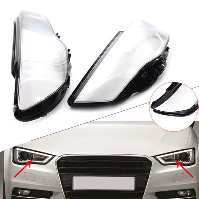 Headlight Lens Cover For Audi A3 2013-2016 2014 Auto Shell Clear Lampshade Pair