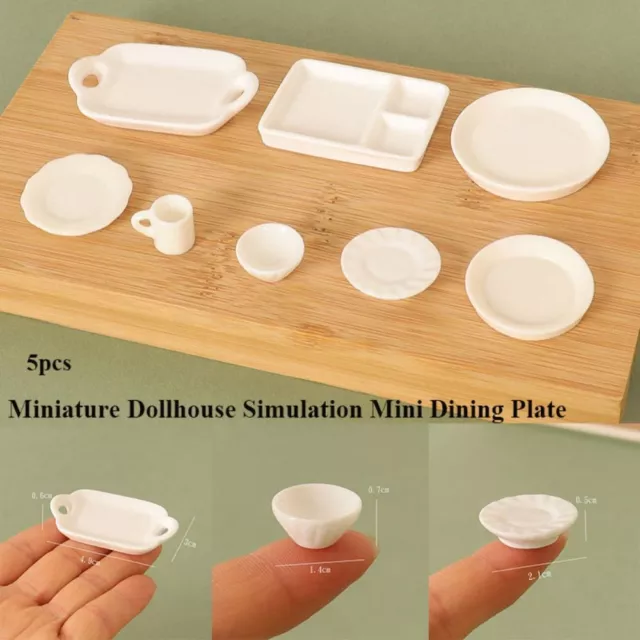 5pcs Mini Game Accessories Resin Simulation Bowl  Dollhouse Decoration