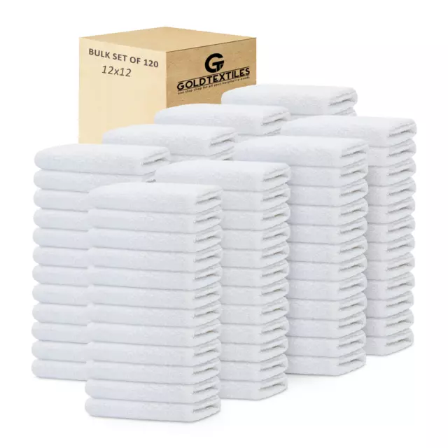 Terry Cloth Rags Towels Set Cotton Blend Washcloth 12x12 in Towel Pack Of 60,120