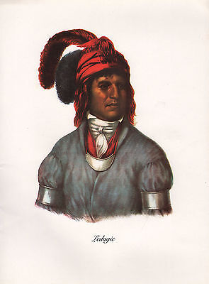 VINTAGE PRINT of 1830's NATIVE AMERICAN INDIAN ~ LEDAGIE ~ CREEK