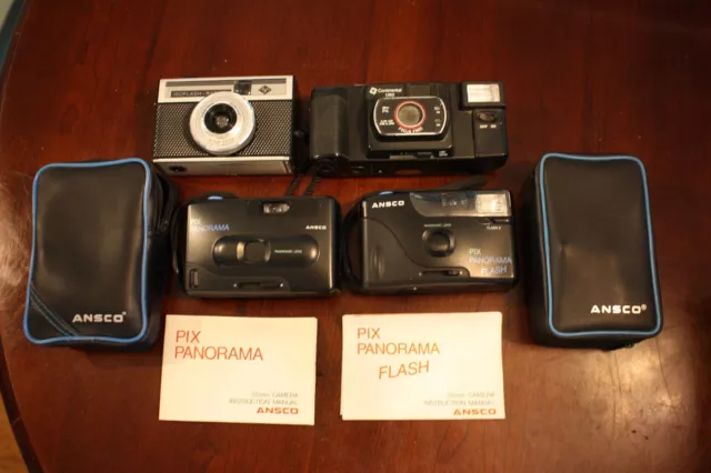 Vintage Lot Of 4 Cameras Isoflash Rapid C Continental 1050 Anscom Pix Panorama