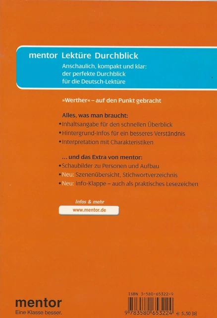 Michael Rumpf GOETHE: DIE LEIDEN des jungen Werther - Mentor Lektüre Durchblick ...