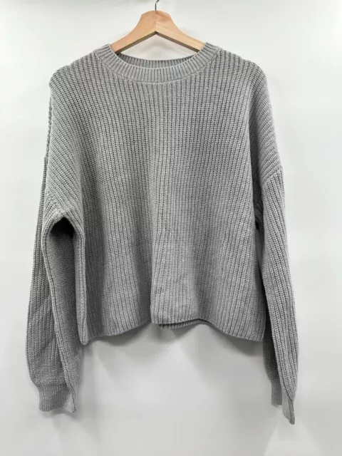 BP Womens Sweater Pullover Solid Gray Crop Length Chunky Knit Choose Sz