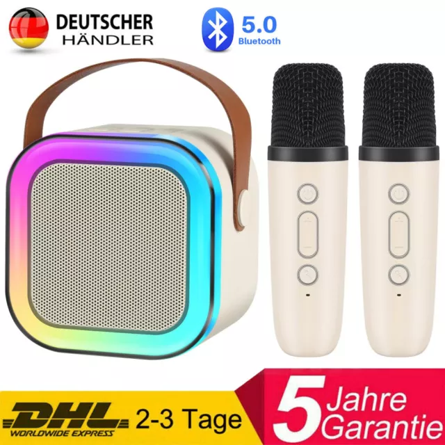 Karaoke Maschine für Kinder,Tragbarer Mini Lautsprecher mit Mikrofonen Bluetooth