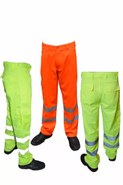 Hi Viz Orange Trouser Black Yellow Navy Work wear Cargo Railway Highway trouser