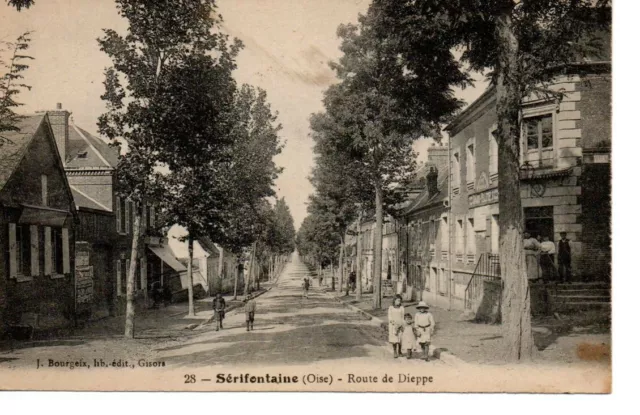 Carte postale ancienne : Serifontaine (60 590), Route de Dieppe