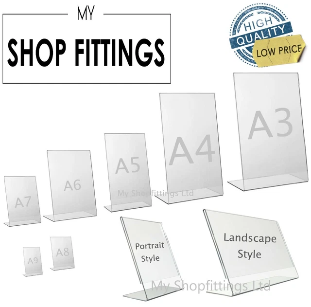 Acrylic Counter Poster Holder Perspex Leaflet Display Stand A3 A4 A5 A6 A7 A8 A9