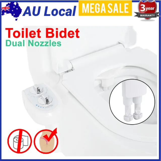 Toilet Bidet Seat Attachment Dual Nozzles Spray Hygiene Water Wash Clean Sprayer