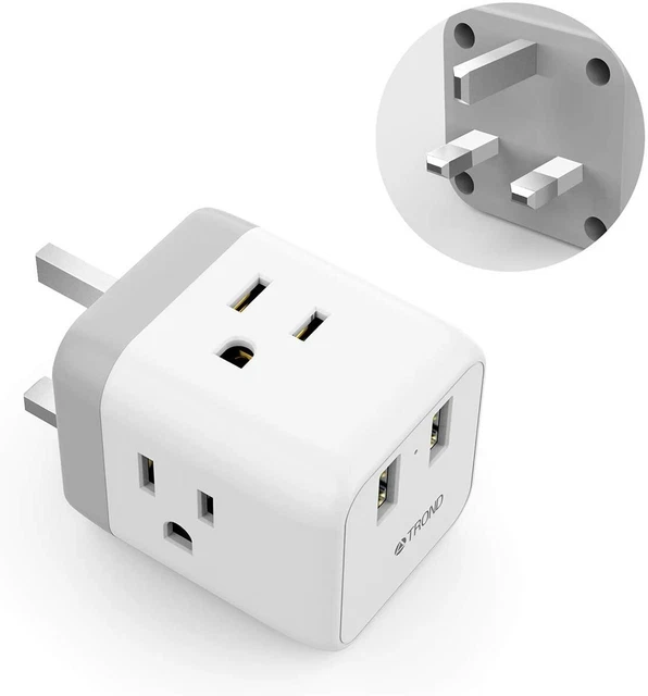 UK IRELAND HONG Kong Power Adapter 5 in 1 UK Travel Plug Type G 2 USB 3 ...