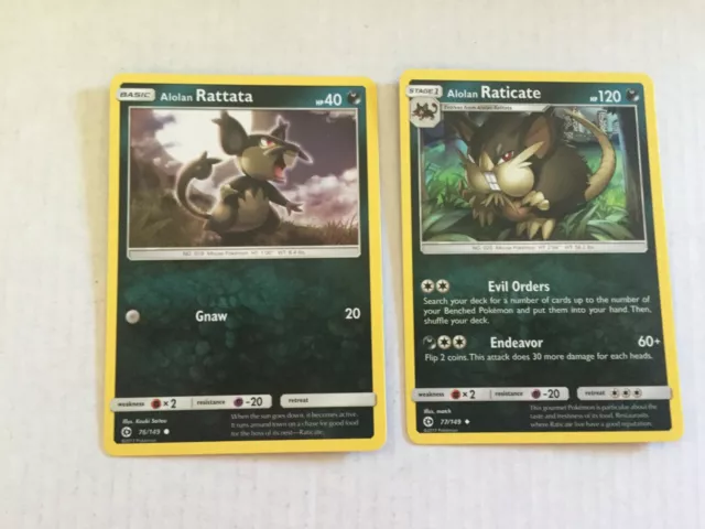 2020 Pokemon Cards Rattata 076/149 & Raticate 077/202