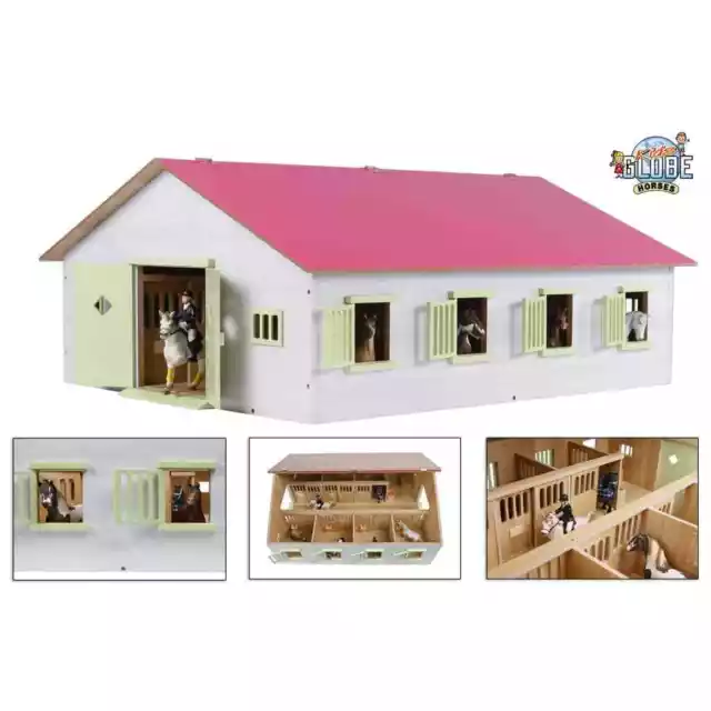 KIDS GLOBE SCUDERIA con 7 Box 1 24 Rosa Cavalli Gioco Giocattolo