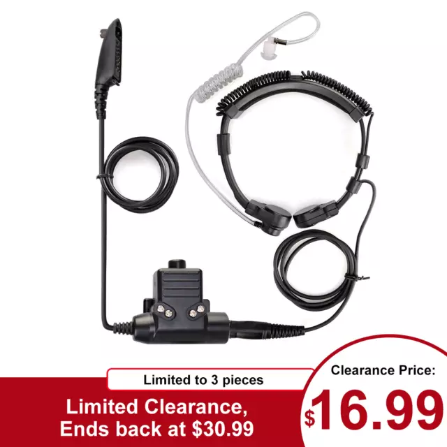 RETEVIS ETK006 Airsoft Throat Mic Headset PTT for Motorola GP320 GP140 PTX760