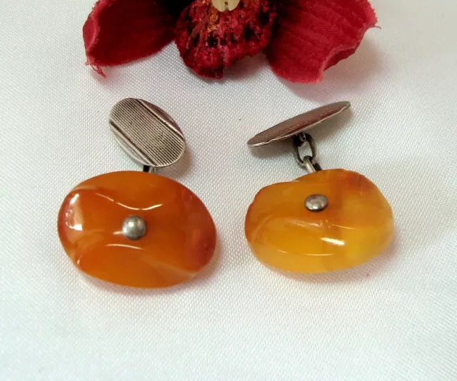 Butterscotch Bernstein Manschettenknöpfe Silber amber Cufflinks / ch 564