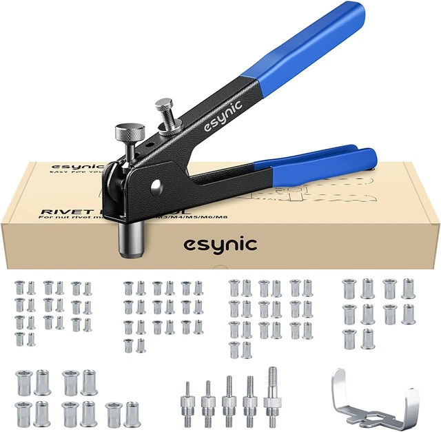 Kit Rivettatrice Professionale Con 86Pz Rivetti Dadi M3 M4 M5 M6 M8 Pinza