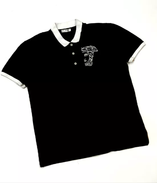 Versace Collection Medusa Face Polo Shirt Black White Size XL Extra Large Mens 2