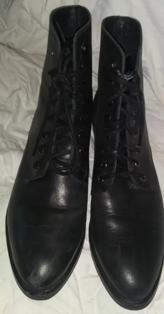 Jeffrey Campbell Knowles Lace Up Ankle Boots Size 9 Black Leather Block Heel