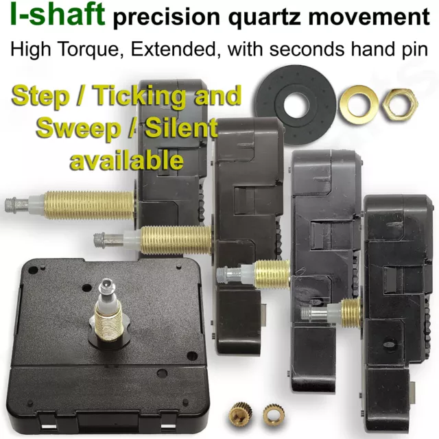 Top spec high torque quartz clock movement, I-shaft, extended for large hands