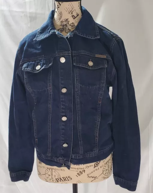 Calvin Klein Jeans CK Dark Wash Blue Denim Womens Jean Jacket Size Medium