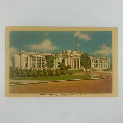 Postcard Missouri St Louis MO Jefferson Memorial Linen Unposted 1940s