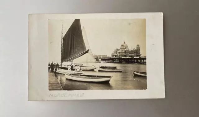 Postcard - Morecambe : Pier & Yachts posted to Mrs Watts of Barracks Cottages