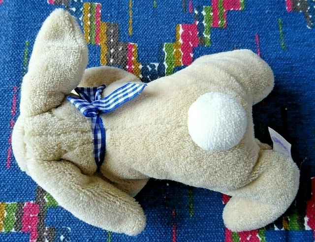 Ab/ Doudou Peluche Noukies Lapin Beige Noeud Vichy Bleu Blanc 25 Cm Ttbe