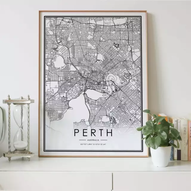 Perth City Lines Map Wall Art Poster Print. Great Home Decor