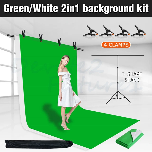 2IN1 PHOTOGRAPHY BACKDROPS Black White Green Screen Studio Background