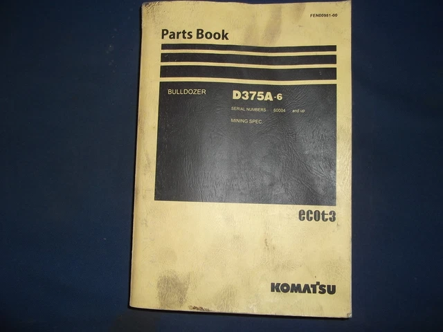 KOMATSU D375A-6 CRAWLER Tractor Dozer Bulldozer Parts Manual Book $140. ...