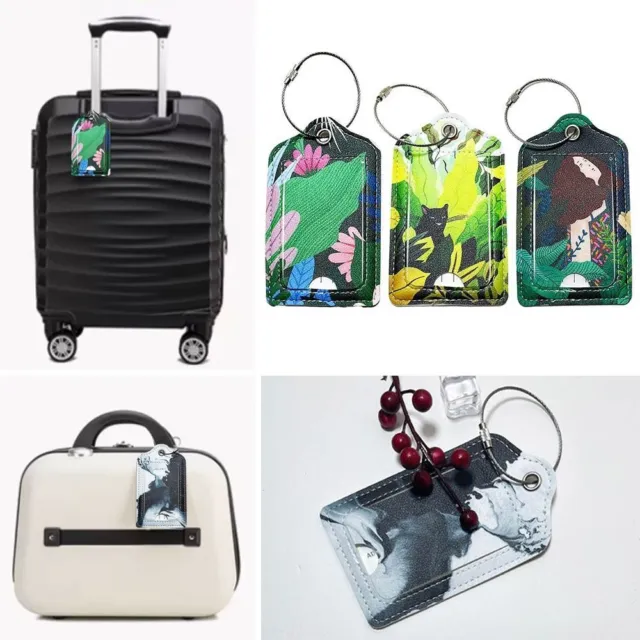 3Pcs/Set PU Leather Suitcase Name Label Travel Baggage Holder