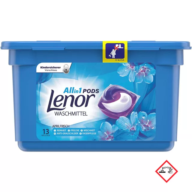 Lenor Tout en Un Gousses Fraîcheur D'Avril Lessive 13 Charges de Lavage