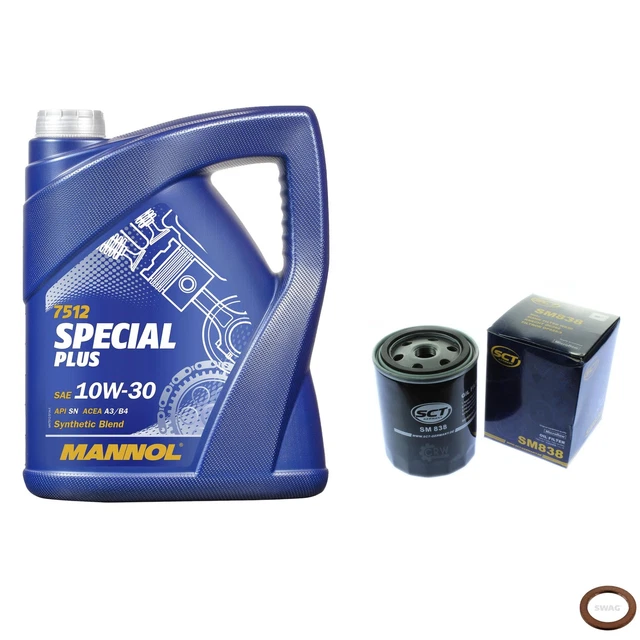 SCT Pacchetto Revisione Germania MANNOL Special Plus 10W-30 5L per Audi A4 1.6