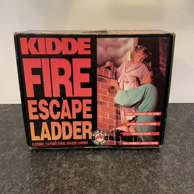 Kiddie Steel Fire Escape Ladder 15 Foot 2 Story Tangle Free Assembled NEW