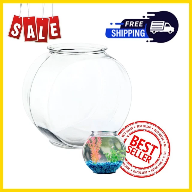 Fish Bowl Glass Drum 2-Gallon Aquarium Pet Fish Pot Living Room Home Decor NEW