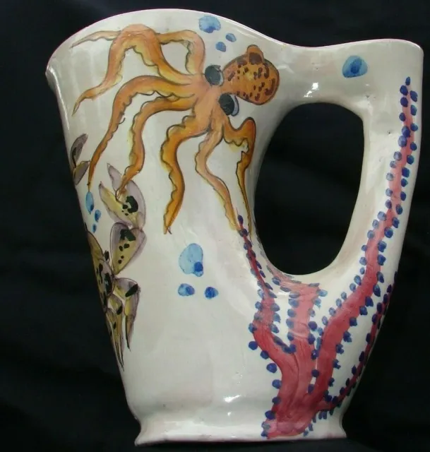 RARE Vintage La Vietrese  Italian Ceramic Pottery Sea Urchins Pitcher / Vase