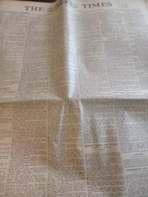THE TIMES 17th February 1938 Original Newspaper PRESENT BIRTHDAY ANNIVERSARY