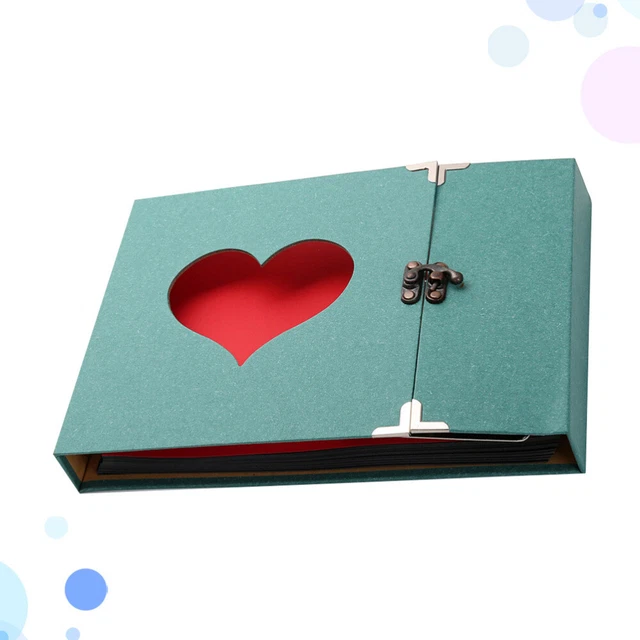 Álbum de fotos casero de tapa dura de corazón álbum de recortes hágalo usted mismo álbum de papel suelto vintage